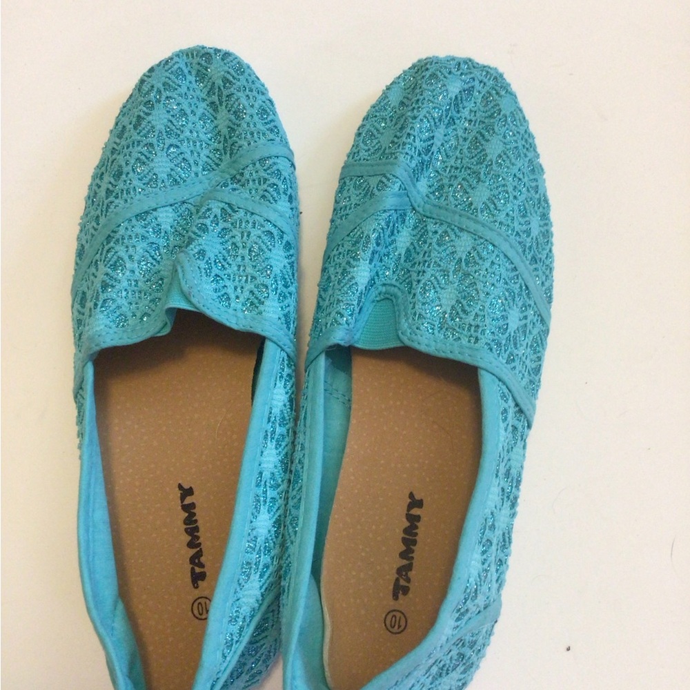 Teal slips shoes size 10